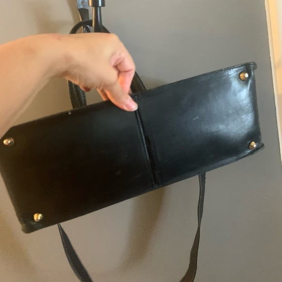 Genuine leather top handle structured bag Black Leather Handbag - Picture 5 of 7